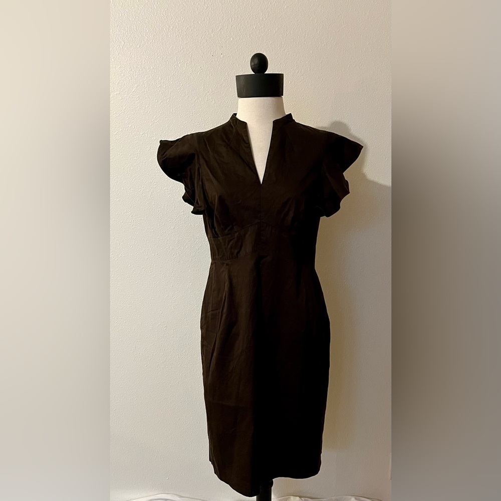 ANTONIO MELANI Black Flutter Sleeve Sheath Dress